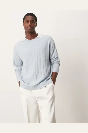 ASOS Relaxed knitted lambswool wide rib jumper in light