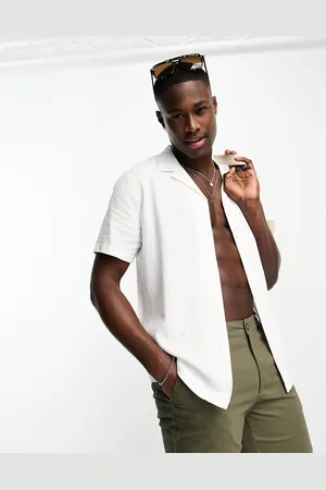New Look Short sleeve linen blend revere shirt in