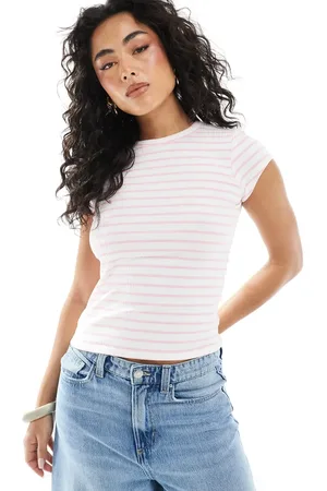 Miss Selfridge Pink stripe longline baby tee