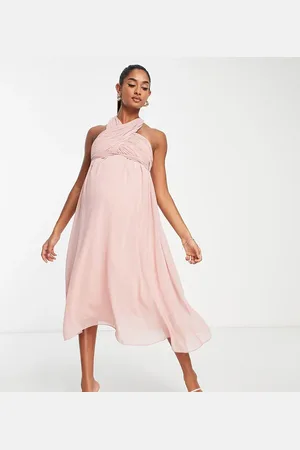 Little Mistress L Bridesmaid halter neck midi dress in dusty rose