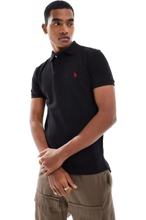 Ralph Lauren Slim fit pique polo with red player logo in washed