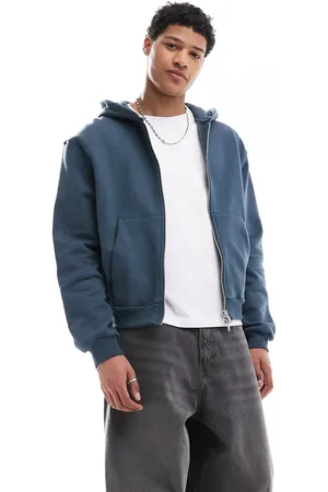 ASOS Premium heavyweight boxy cropped zip through hoodie 400gsm in