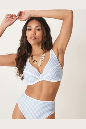 Peek & Beau Underwire bikini top with contrast binding in gingham