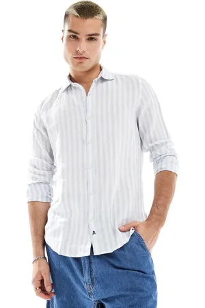 SCALPERS Linen shirt in blue stripes