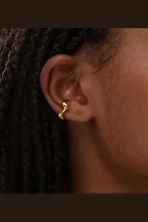 En Route 18k plated wave molten ear cuff