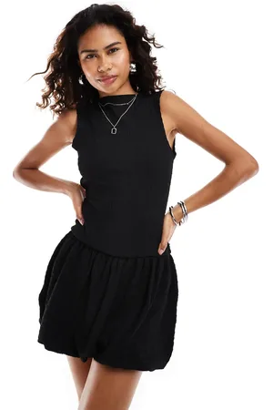 Reclaimed Drop waist puffball mini dress in