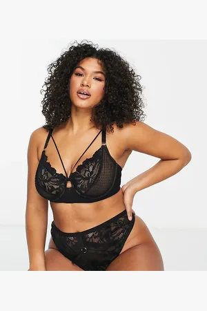 ASOS ASOS DESIGN Curve Kaye lace and spot mesh underwired bra in