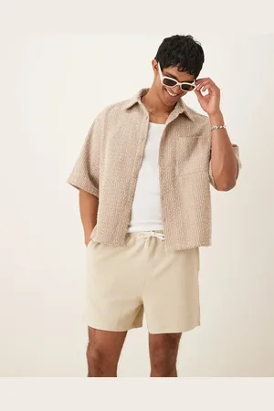 ASOS Oversized textured shorts in beige