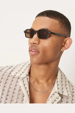 ASOS Mini rectangle sunglasses with frame and brown lens
