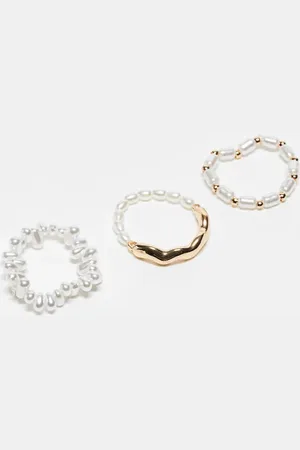 ASOS Pack of 3 rings in faux micro pearl design