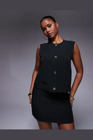 ASOS Co-ord boxy waistcoat in with gold buttons