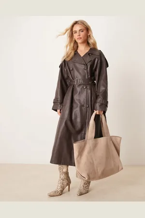 ASOS Suede boxy tote bag in stone
