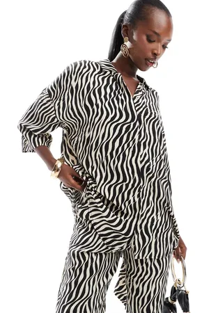 French Connection Seine button up shirt in zebra print co-ord
