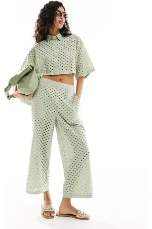 ASOS Broderie culotte in sage co-ord