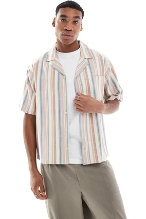 Another Influence Boxy fit striped revere shirt in