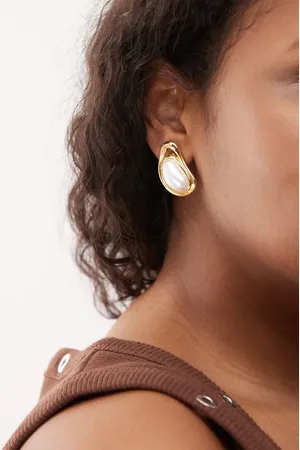 petit moments Valley curved earrings with pearl embellishment in