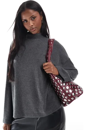 ASOS Supersoft high neck boxy top in grey