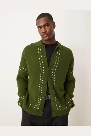 ASOS Relaxed button up knitted polo in dark