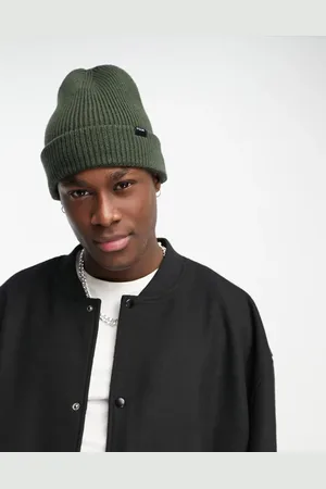 French Connection FCUK ribbed beanie hat in dark