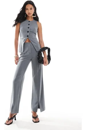 Kaiia Exclusive flared trouser co-ord in charcoal