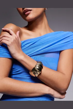 Kaiia Exclusive chunky hammered metal bangle in