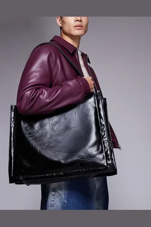 ASOS Crinkled faux leather structured tote bag in