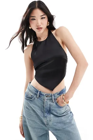 Bershka Satin halterneck top in