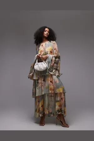 & OTHER STORIES Tiered maxi dress with ruffle sleeve detail in watercolour floral print