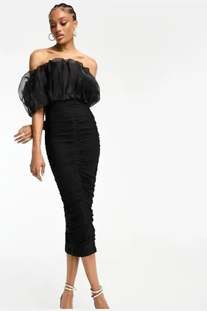 Jaded Rose Ruched organza midi dress in