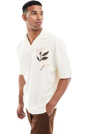 ASOS Oversized button through texture polo with embroidery