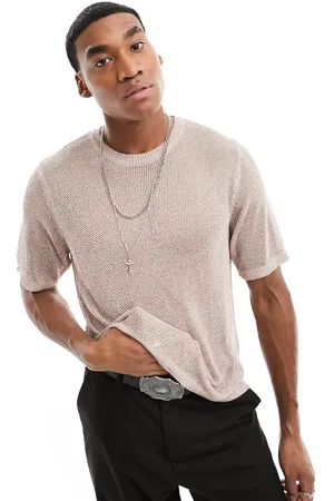 ASOS Knitted metallic mesh t-shirt in