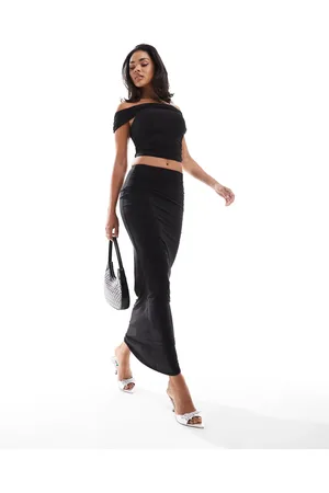 Kaiia Exclusive slinky ruched maxi skirt co-ord in
