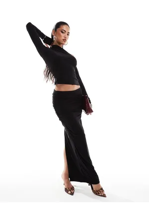 Kaiia Double layered slinky column maxi skirt co-ord in