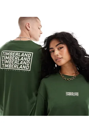 Timberland Oversized t-shirt with repeat logo in dark - Exclusive to Asos