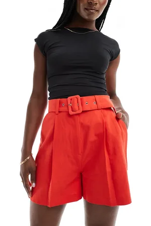 ASOS Tailored belted shorts with linen in