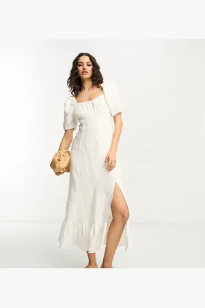 & OTHER STORIES Exclusive linen midi dress with split in off