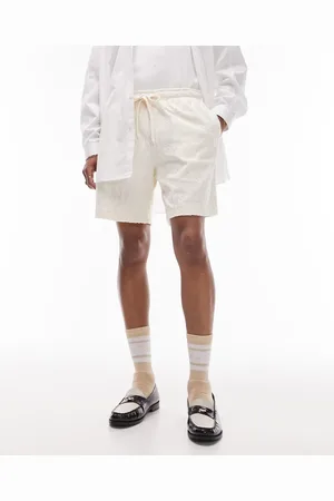 Topman Patterned towelling short in ecru