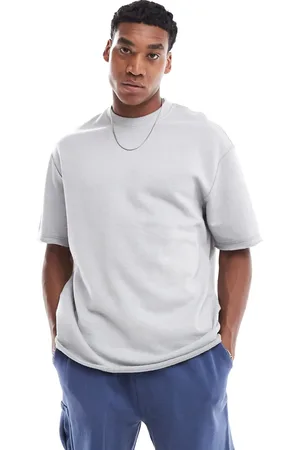 Bershka Raw edge washed t-shirt in charcoal