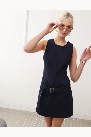 Motel Dilshan buckle detail mini shift dress in indigo blue