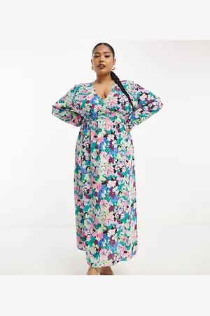 ASOS ASOS DESIGN Curve waisted maxi dress in blue floral print