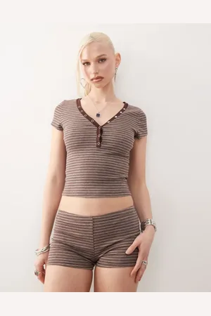 Motel Yolla striped baby t-shirt co-ord in brown