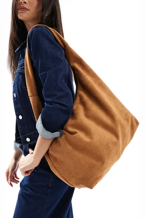 PASQ Faux suede slouchy shoulder bag in tan