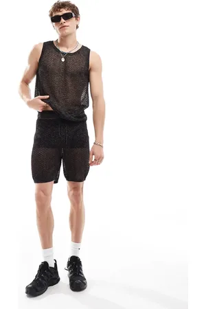 ASOS Co-ord knitted shorts in black metallic mesh