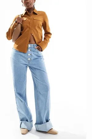 ASOS Button down turn up jeans in mid