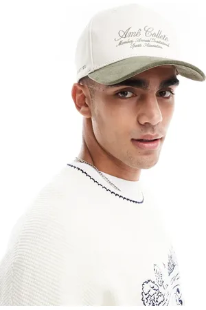 River Island Script cap in ecru and khaki