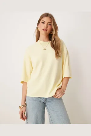 ASOS Knitted structured t shirt in buttermilk