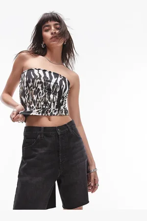 Topshop Mixed animal print bandeau in mono
