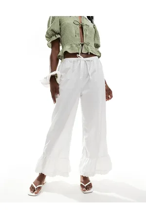 ASOS Cotton frill hem lace trim trouser in