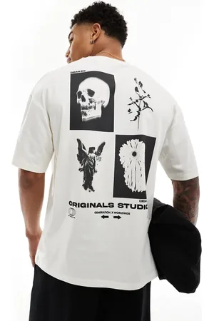 JACK & JONES Oversized t-shirt with skull back print in off