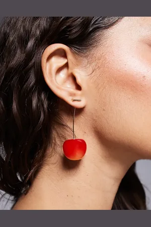 Kaiia Exclusive cherry dangle earrings in red and gold